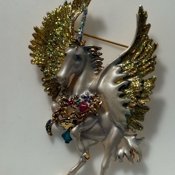 Kirk Folly Jewelry - Elegant Pegasus Brooch with Gold and Silver Accents